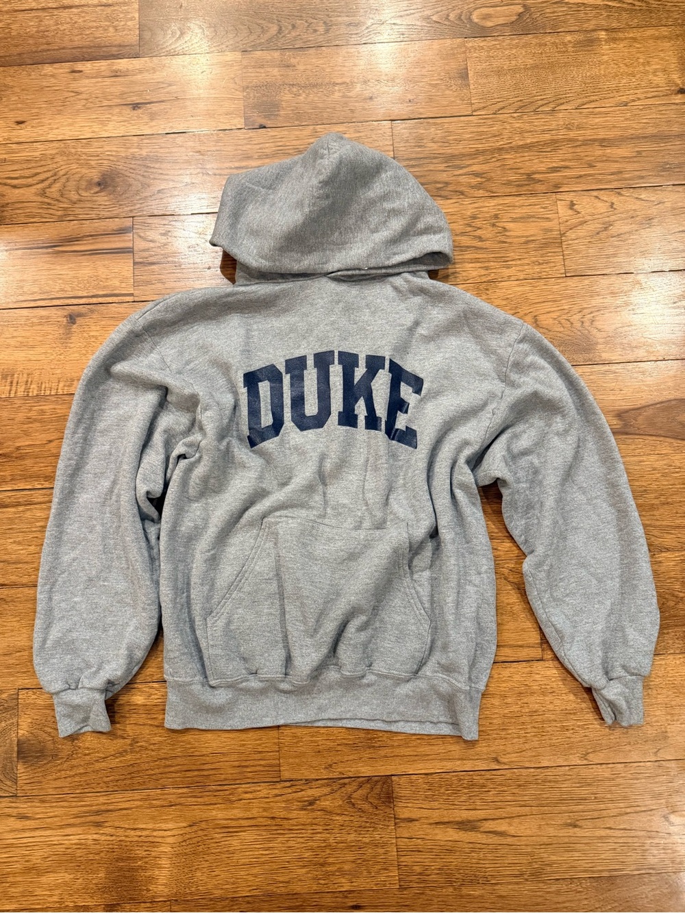 Jerzees Gray Hoodie with Navy DUKE Arch Logo